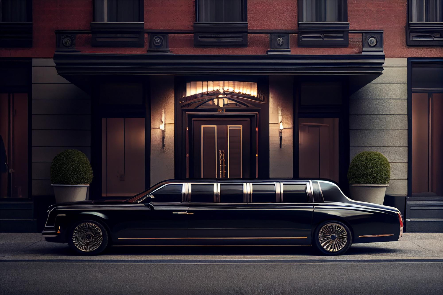luxury car parked outside elegant modern building generative ai