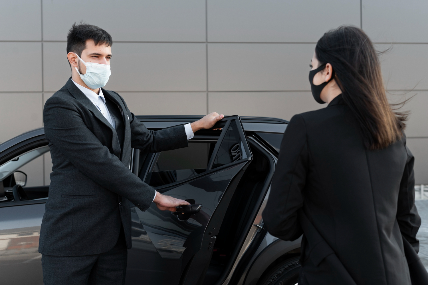 young male being uber driver female client 1
